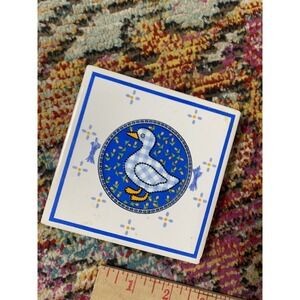 Vintage Goose 1982 Tile Trivet Kitchen Decor Duck Blue Granny (small Chip)